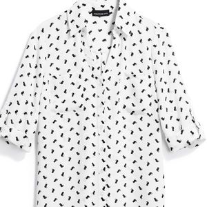 Fortune + Ivy black cat button down blouse
